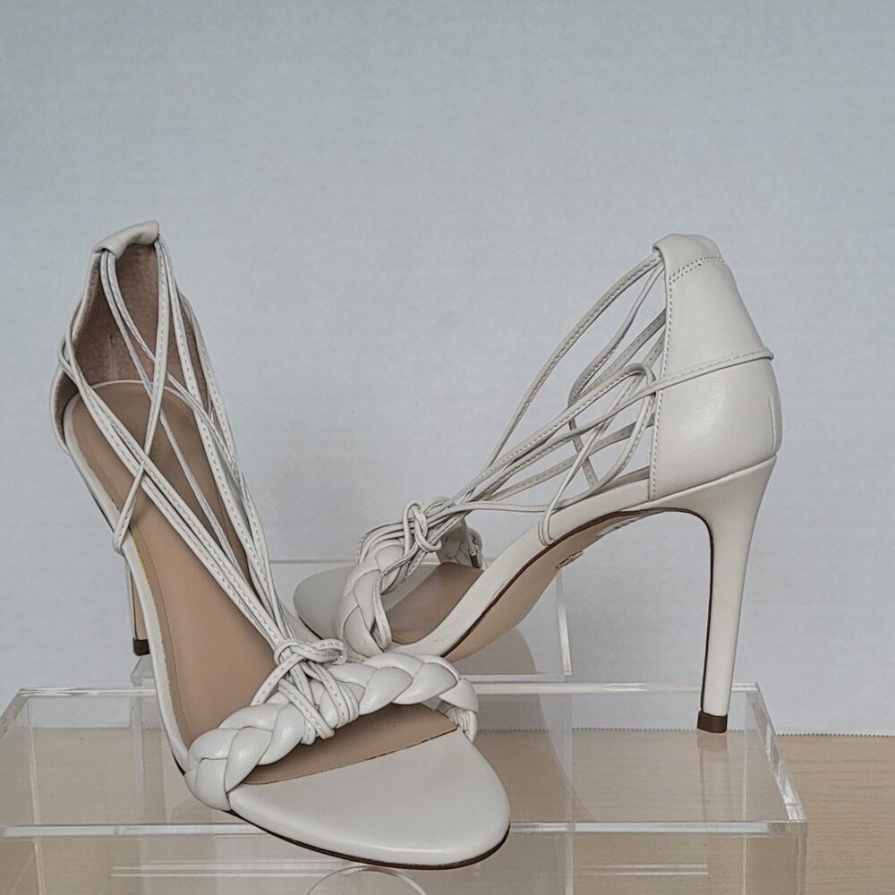 Banana Republic Treccia Braided Bone Leather Strappy Stiletto Heels Size 7M